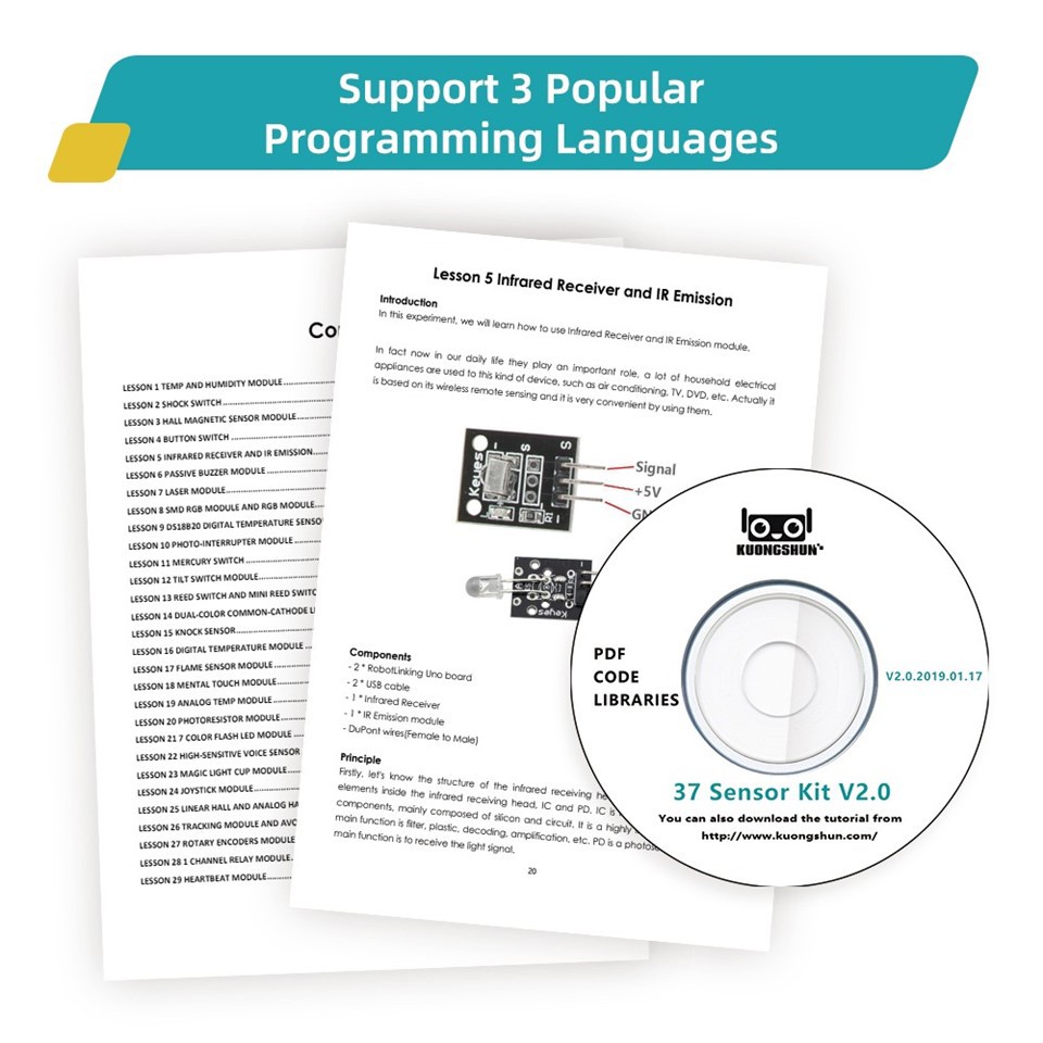 37 Sensor Kit With Tutorial for Arduino UNO MEGA Nano price